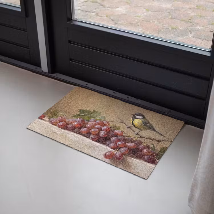 Doormat - Bird - Grapes - Still Life - Vogel - Druiven - Stilleven Deurmat klein