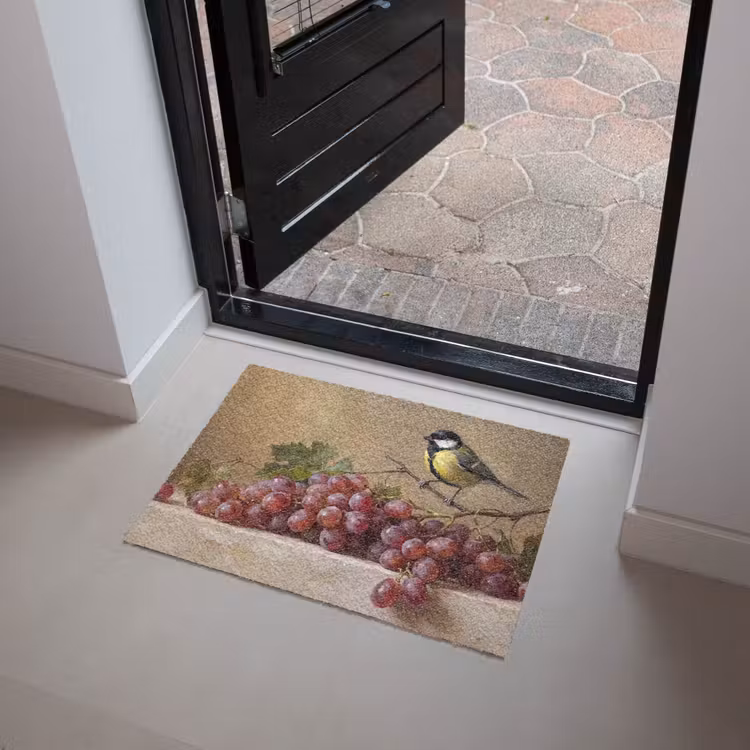 Doormat - Bird - Grapes - Still Life - Vogel - Druiven - Stilleven Deurmat klein