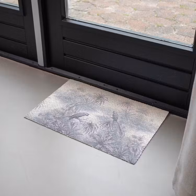 Vogel - Rivier - Tropisch - Illustratie - Blauw Deurmat klein -sfeer2