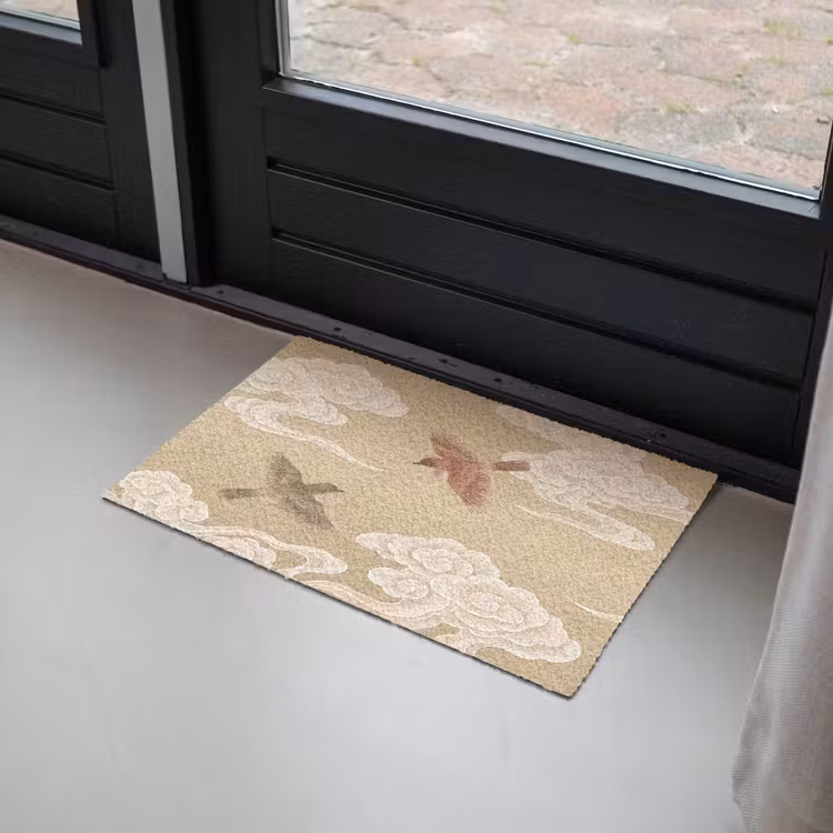 Vogels - Vliegen - Beige Deurmat klein -sfeer2