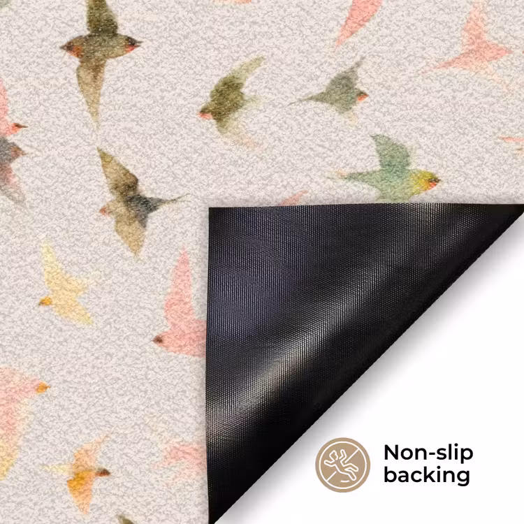 Vogels - Vliegen - Kleurrijk Deurmat klein 898 -antislip_EN