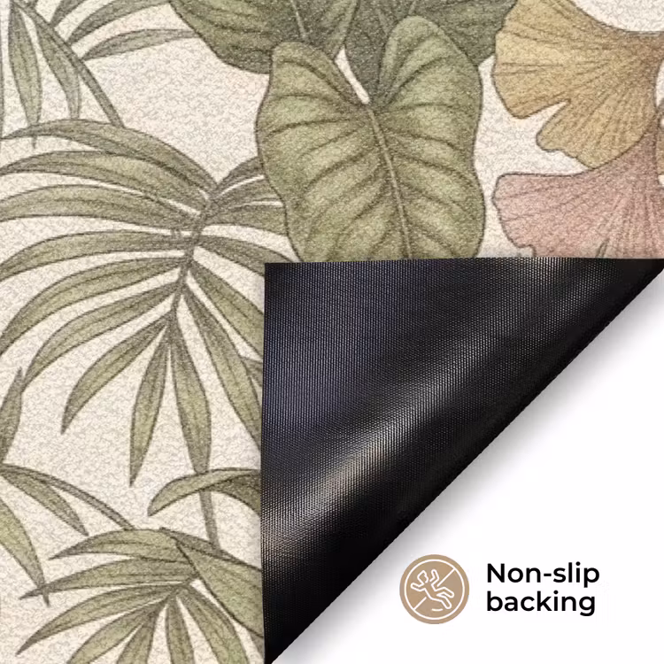 Vogels - Tropisch - Botanisch - Roze Deurmat klein -antislip_EN