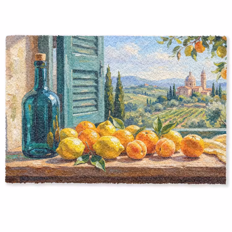 Doormat - Bottle - Fruit - Still Life - Fles - Fruit - Stilleven Deurmat klein