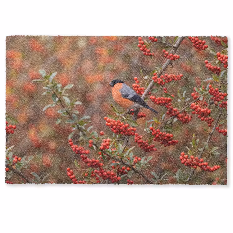Goudvink - Bessen - Herfst - Natuur - Kleurrijk Deurmat klein -zkaufland3d