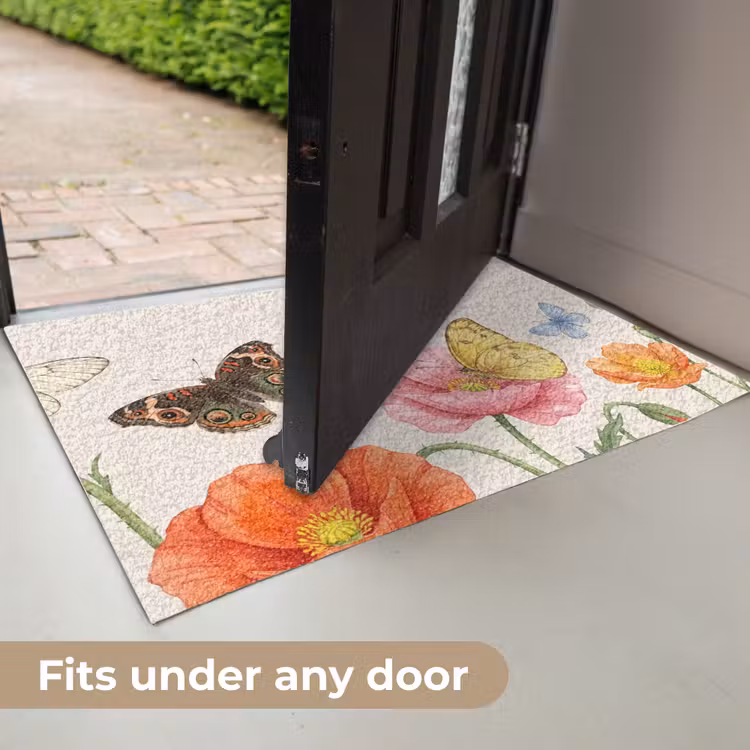 Vlinders - Klaprozen - Illustratie - Kleurrijk Deurmat klein -USP_EN