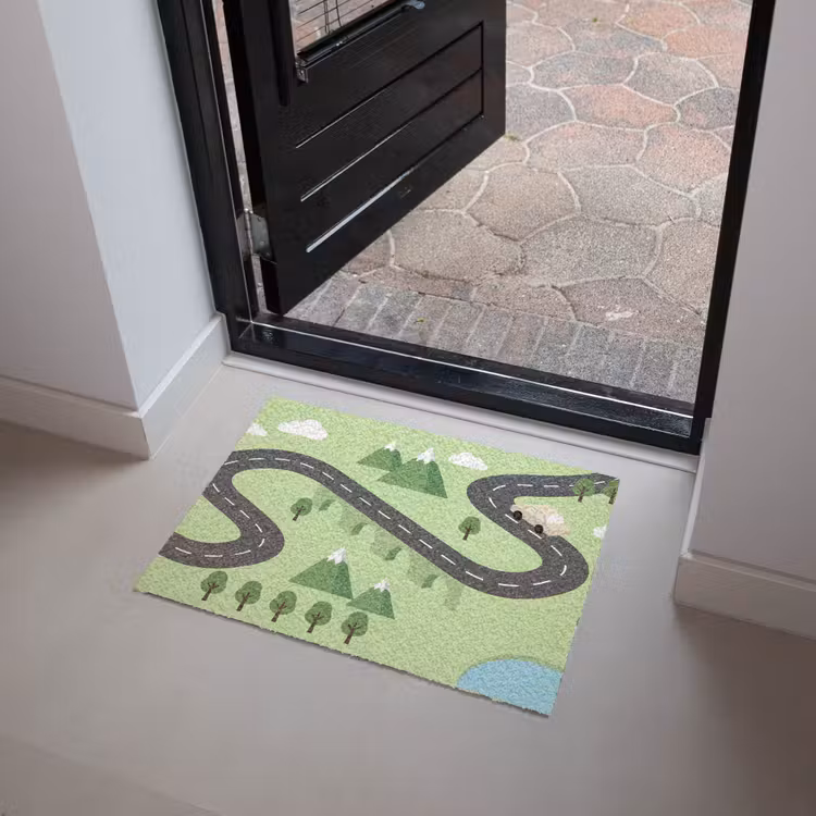 Auto - Bergweg - Natuur - Illustratie Deurmat klein -sfeer5