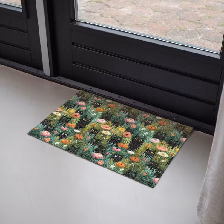 Katten - Bloemen - Kleurrijk Deurmat klein 898 -sfeer2