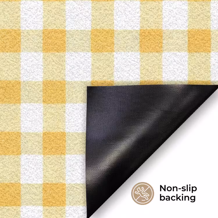 Ruit - Gingham - Klassiek - Geel en Wit Deurmat klein 898 -antislip_EN