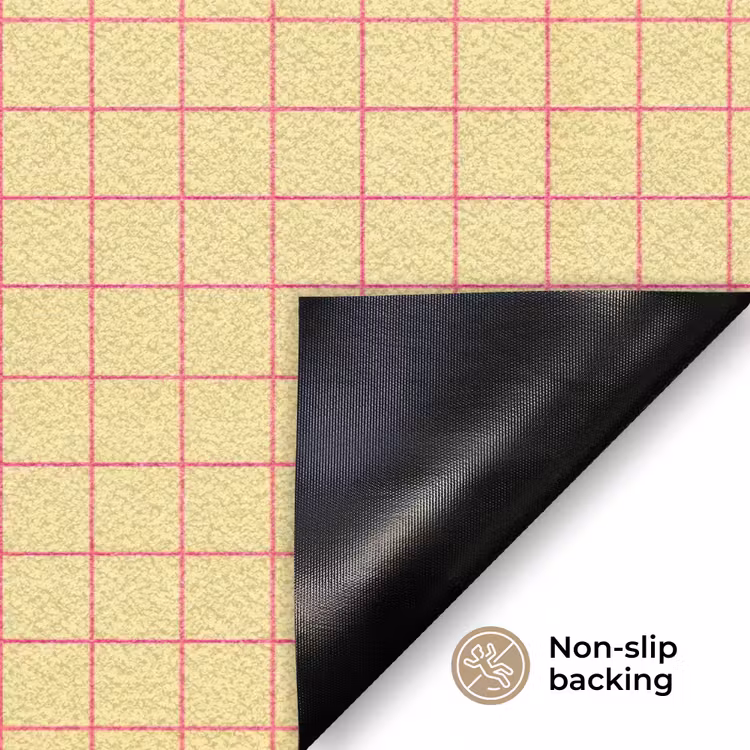 Ruitjes - Grid - Minimalistisch - Geel - Roze Deurmat klein 898 -antislip_EN