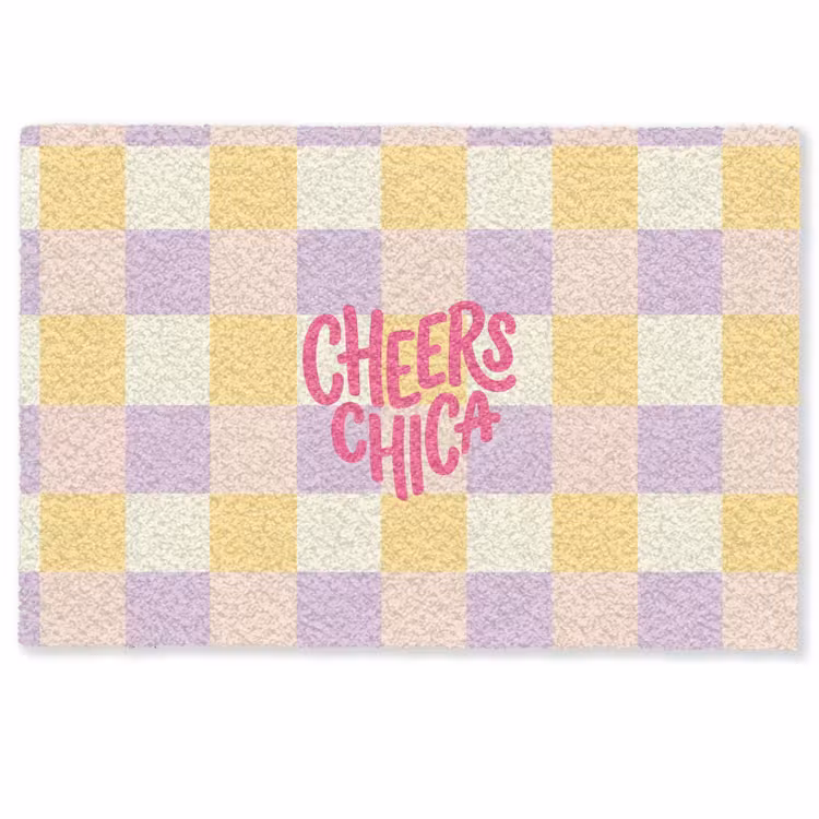 Cheers Chica - Ruitjes - Lila - Geel Deurmat klein -zkaufland3d