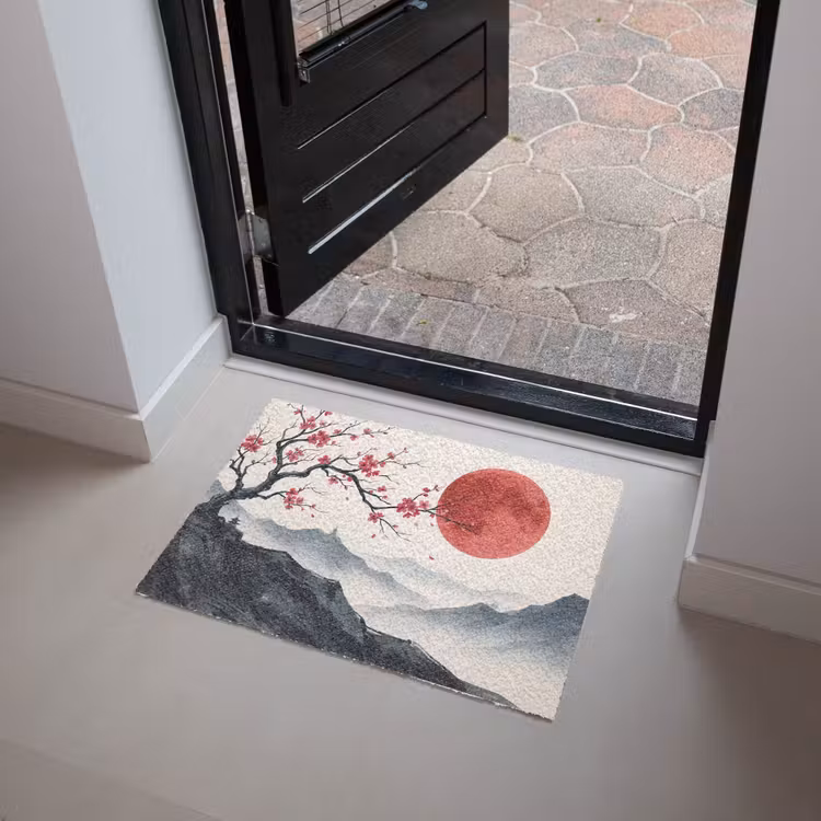 Kersenbloesem - Oosters - Rood Deurmat klein -sfeer5