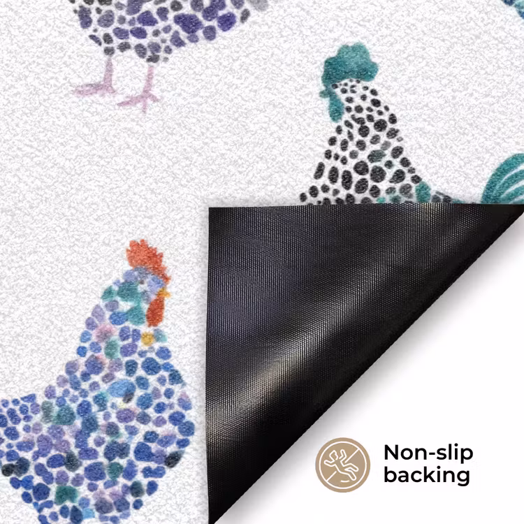 Kippen -Aquarel - Kleurrijk Deurmat klein 898 -antislip_EN