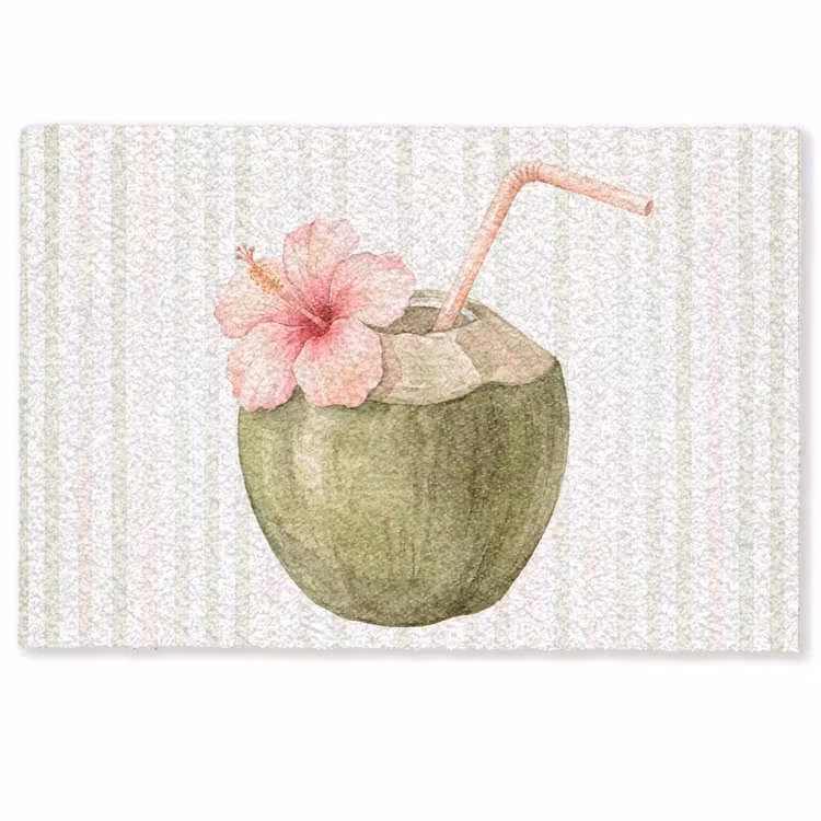 Kokosnoot - Drank - Tropisch - Illustratie - Zomer Deurmat klein -zkaufland3d