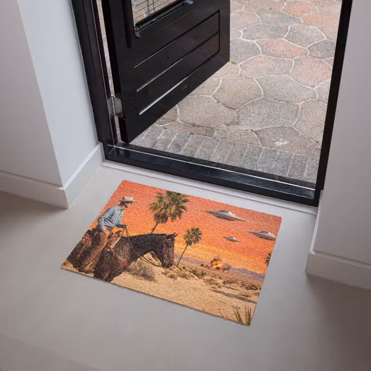 Doormat - Cowboy - Horse - Desert - Cowboy - Paard - Woestijn Deurmat klein