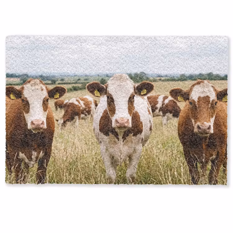 Koeien - Portret - Weide - Boerderij - Nieuwsgierig Deurmat klein -zkaufland3d