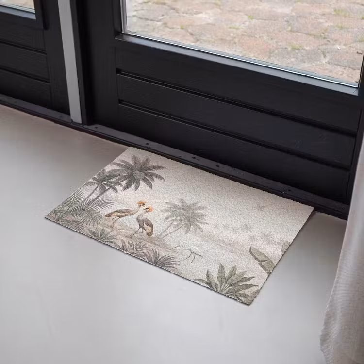 Kraanvogels - Palmbomen - Tropisch Deurmat klein -sfeer2