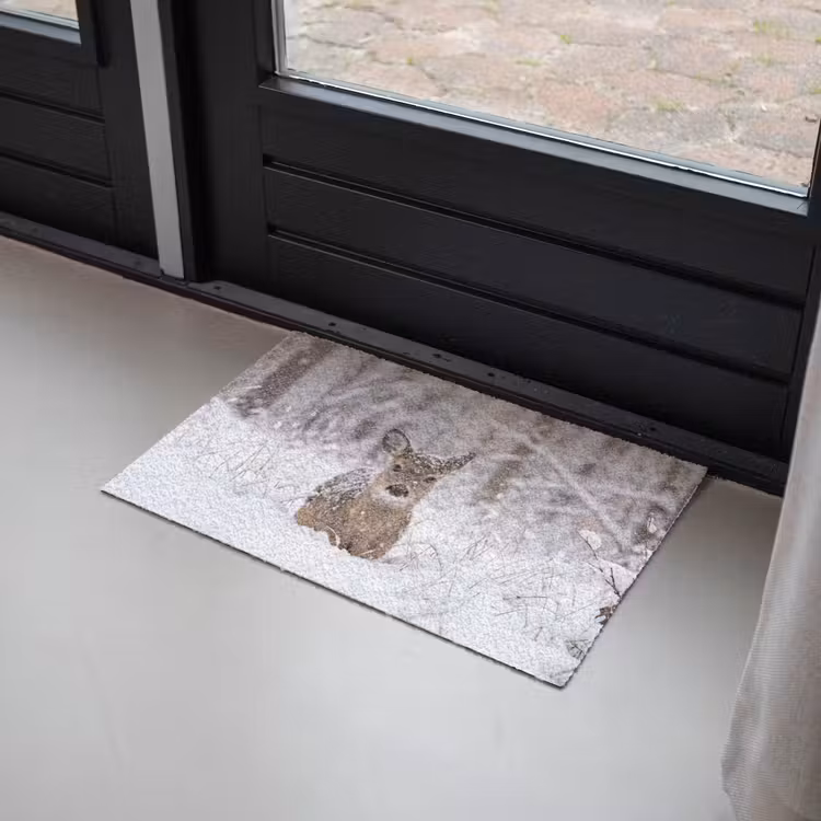 Hert - Sneeuw - Bos - Dieren - Vertederend Deurmat klein -sfeer2
