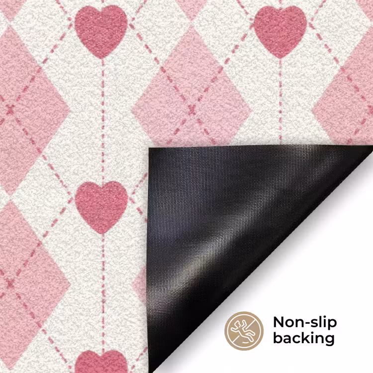 Ruiten - Klassiek - Roze - Wit Deurmat klein 898 -antislip_EN