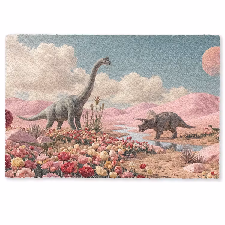 Doormat - Dinosaur - Pink - Landscape - Dinosaurus - Roze - Landschap Deurmat klein