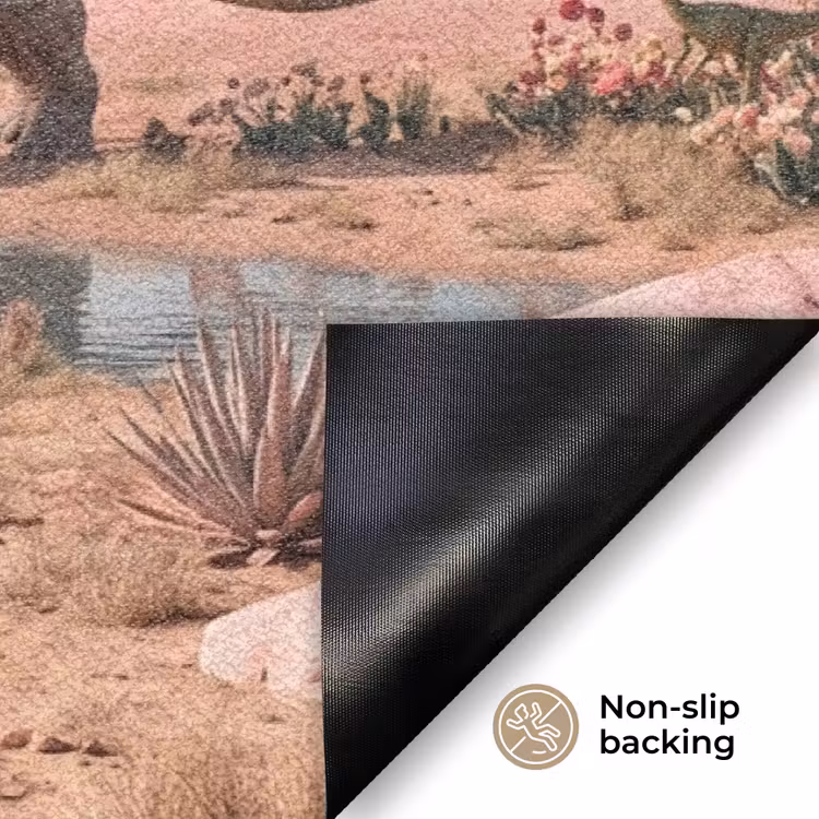 Doormat - Dinosaur - Pink - Landscape - Dinosaurus - Roze - Landschap Deurmat klein
