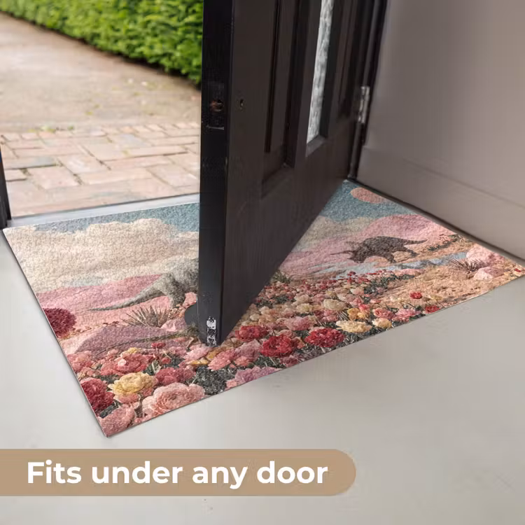 Doormat - Dinosaur - Pink - Landscape - Dinosaurus - Roze - Landschap Deurmat klein