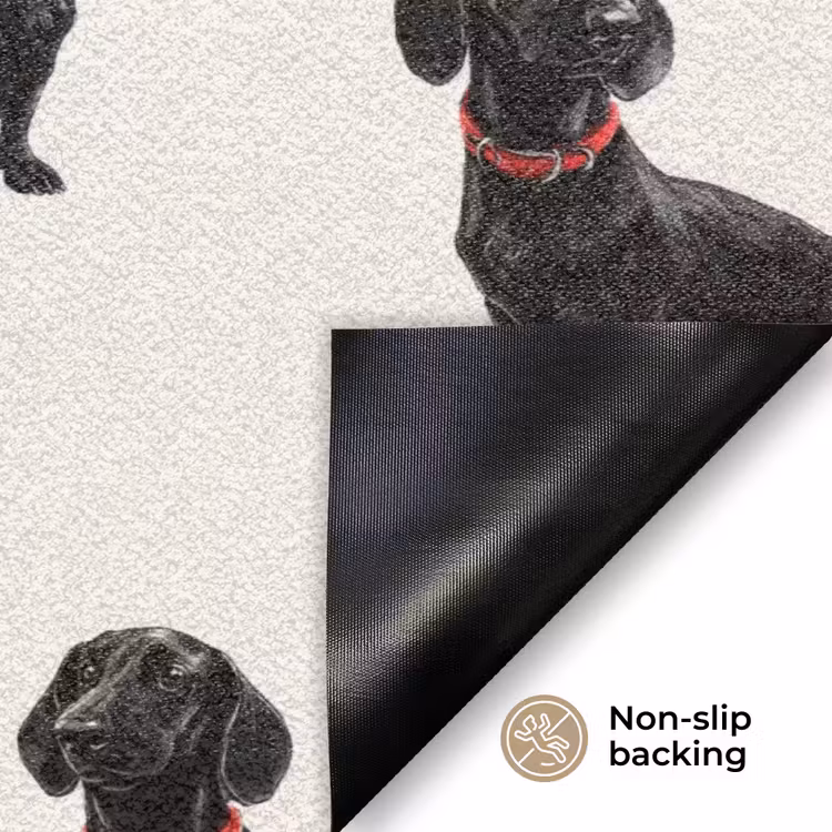 Hond - Patroon - Zwart Deurmat klein 898 -antislip_EN