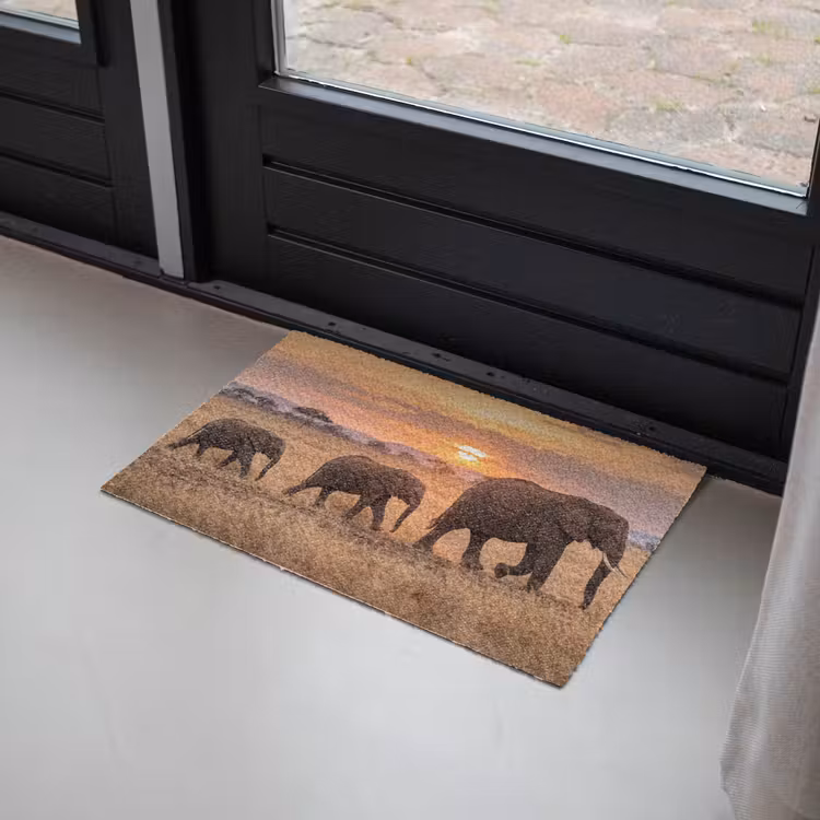 Olifanten - Savanne - Zonsondergang - Afrika - Warm Deurmat klein -sfeer2