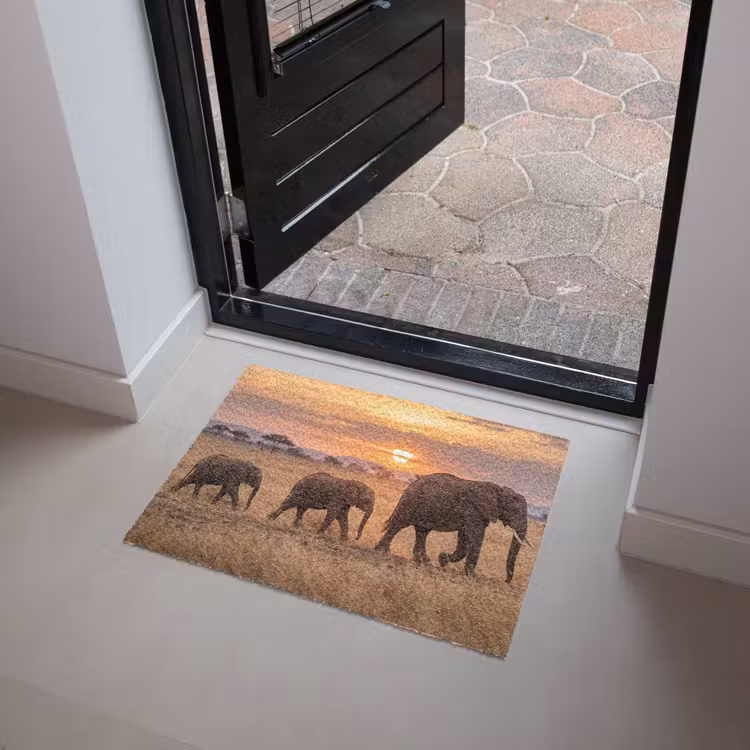 Olifanten - Savanne - Zonsondergang - Afrika - Warm Deurmat klein -sfeer5