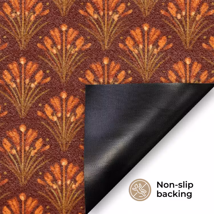 Waaiers - Art Deco - Botanisch - Roestbruin - Oranje Deurmat klein 898 -antislip_EN