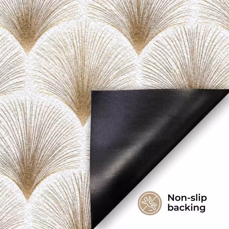 Waaiers - Art Deco - Elegant - Goud - Wit Deurmat klein 898 -antislip_EN