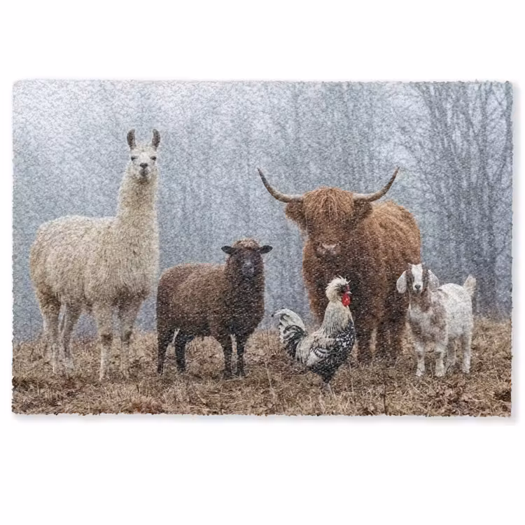 Boerderijdieren - Groep - Mist - Natuur - Rustiek Deurmat klein -zkaufland3d