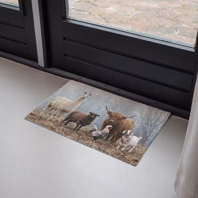 Boerderijdieren - Groep - Mist - Natuur - Rustiek Deurmat klein -sfeer2