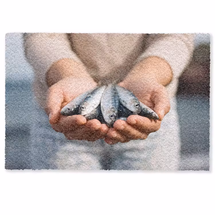 Doormat - Fish - Hands - Nature - Vis - Handen - Natuur Deurmat klein