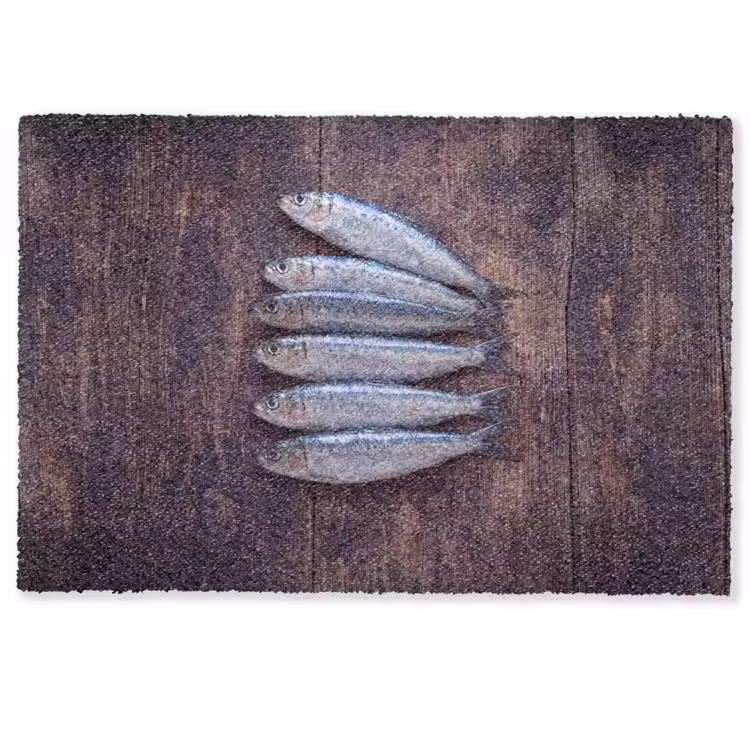 Doormat - Fish - Wood - Food - Vis - Hout - Eten Deurmat klein