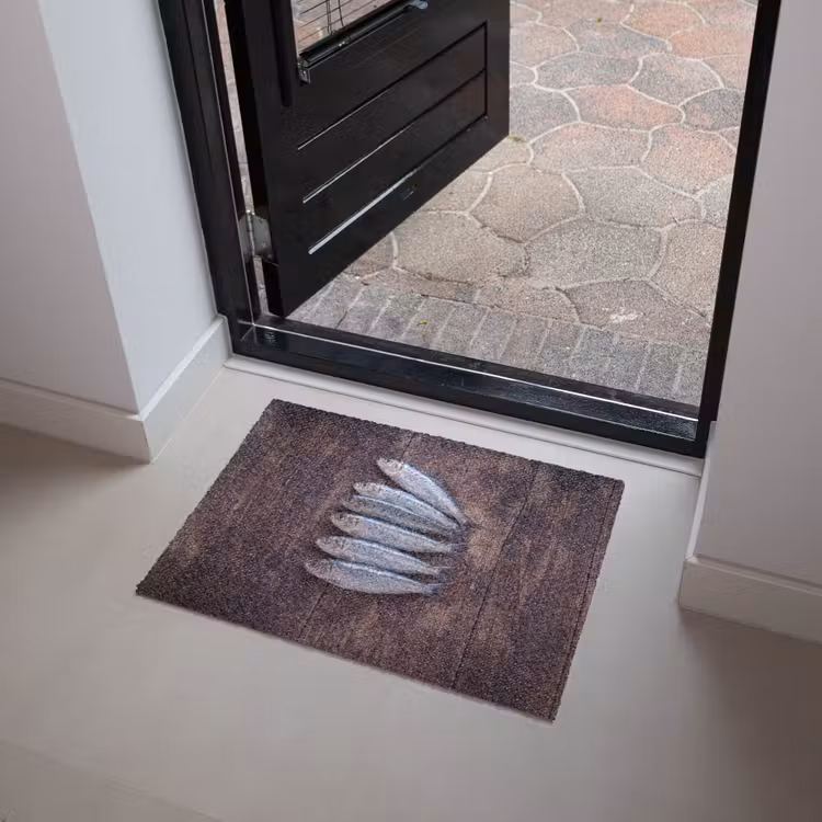 Doormat - Fish - Wood - Food - Vis - Hout - Eten Deurmat klein