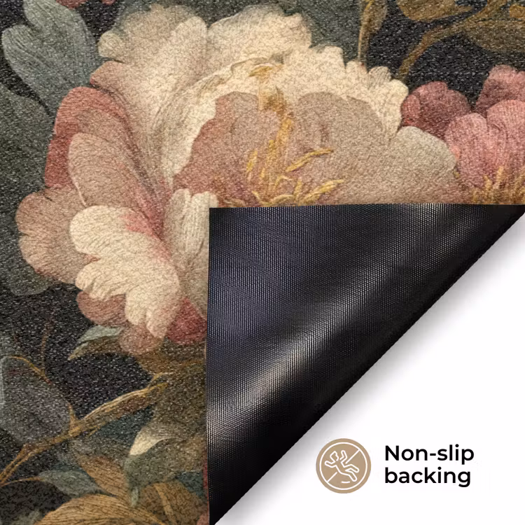 Bloemen - Barok - Patroon - Roze - Crème Deurmat klein 898 -antislip_EN