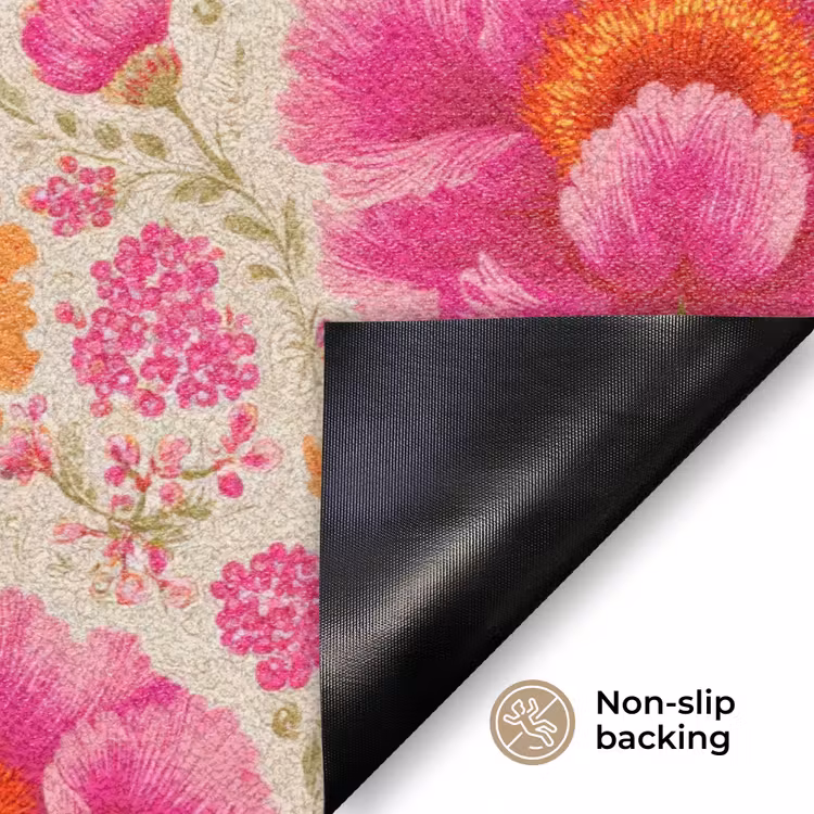 Bloemen - Barok - Roze - Oranje Deurmat klein 898 -antislip_EN