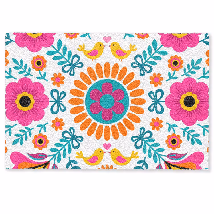 Bloemen - Vogel - Patroon - Kleurrijk - Modern Deurmat klein -zkaufland3d
