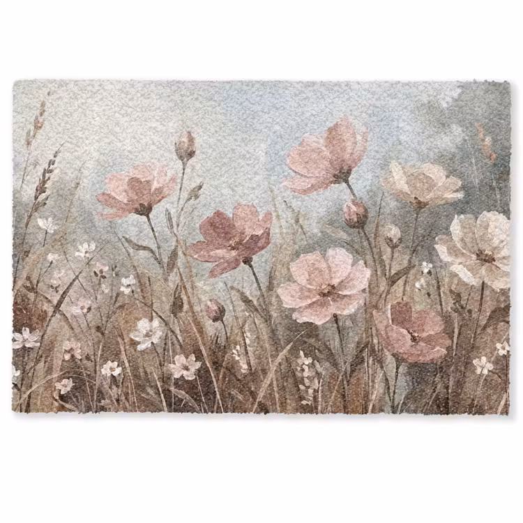 Bloemen - Botanisch - Schilderij - Pastel - Rustiek Deurmat klein -zkaufland3d