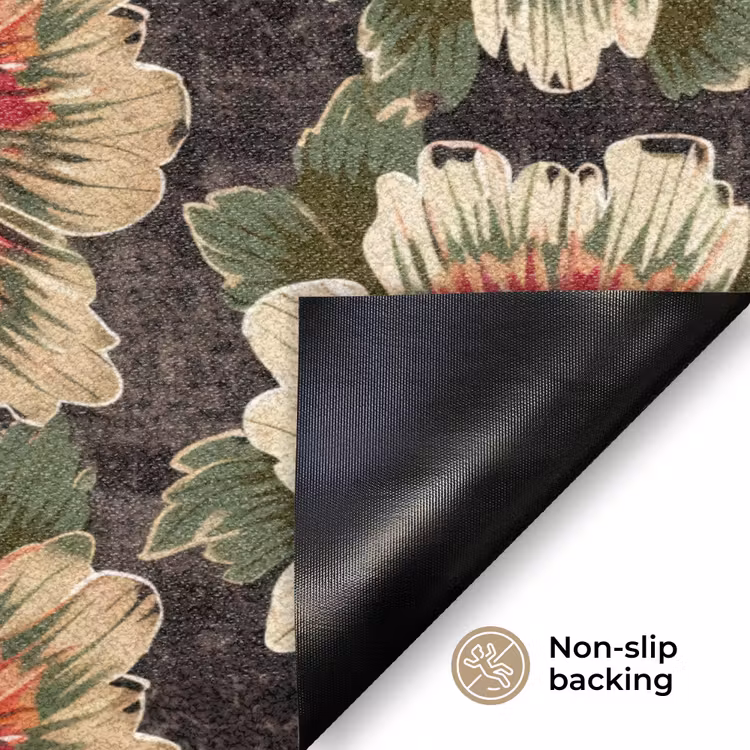 Bloemen - Klassiek - Patroon - Rood Deurmat klein 898 -antislip_EN