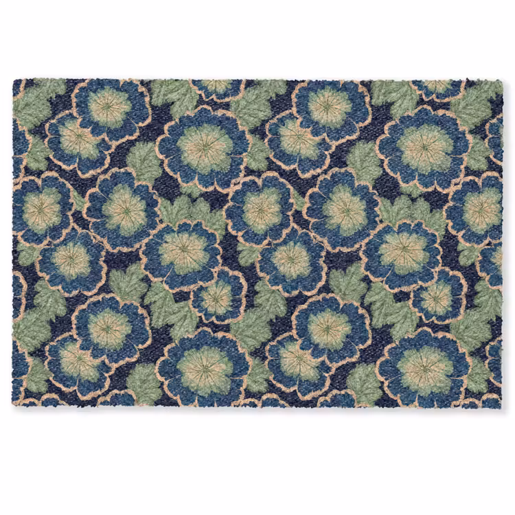 Bloemen - Borduurwerk - Patroon - Blauw - Groen Deurmat klein 898 -zkaufland3d