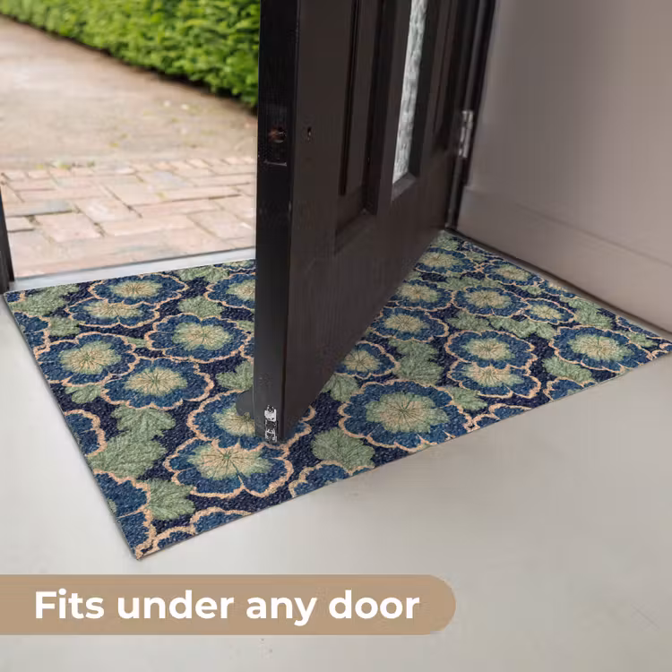 Bloemen - Borduurwerk - Patroon - Blauw - Groen Deurmat klein 898 -USP_EN
