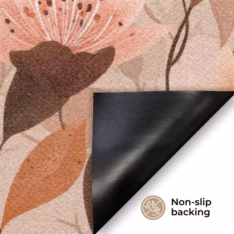 Bloemen - Bladeren - Bruin Deurmat klein 898 -antislip_EN
