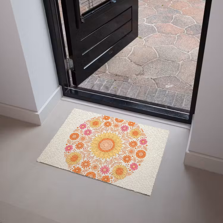 Bloemen - Mandala - Patroon - Kleurrijk Deurmat klein -sfeer5