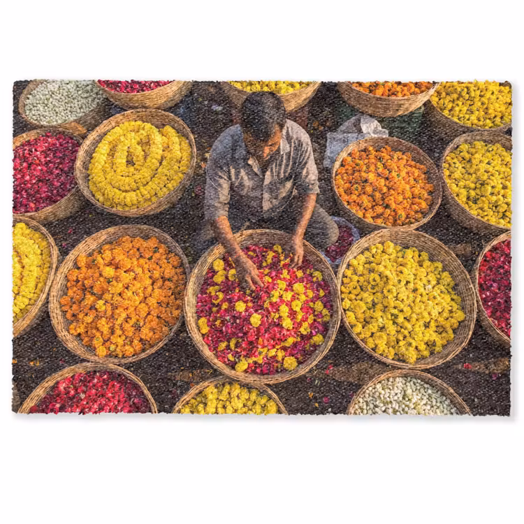 Doormat - Flowers - Market - Colorful - Bloemen - Markt - Kleurrijk Deurmat klein