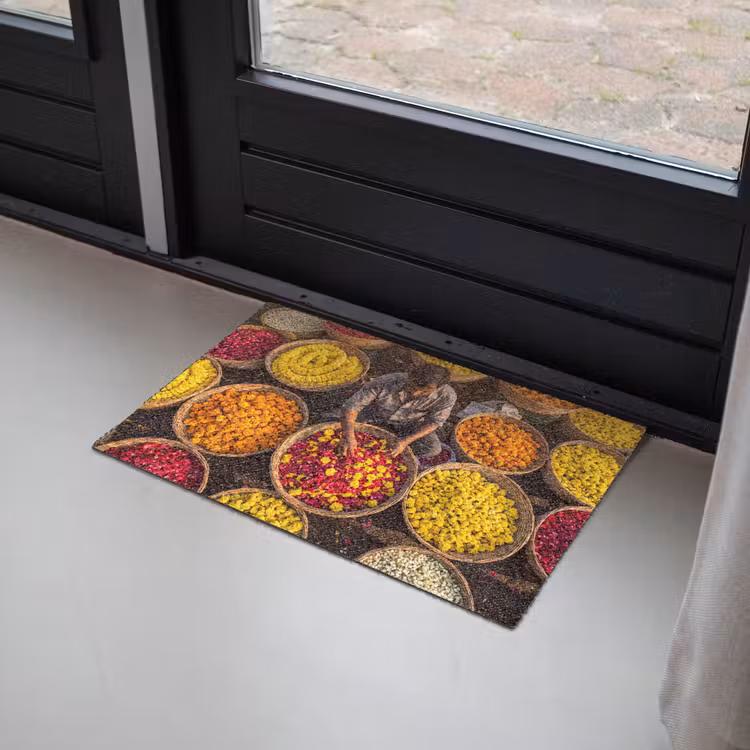 Doormat - Flowers - Market - Colorful - Bloemen - Markt - Kleurrijk Deurmat klein