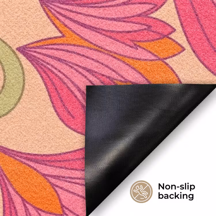 Bloemen - Patroon - Abstract - Roze - Decoratief Deurmat klein -antislip_EN