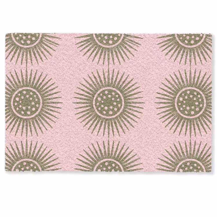 Bloemen - Patroon - Abstract - Roze - Groen Deurmat klein -zkaufland3d