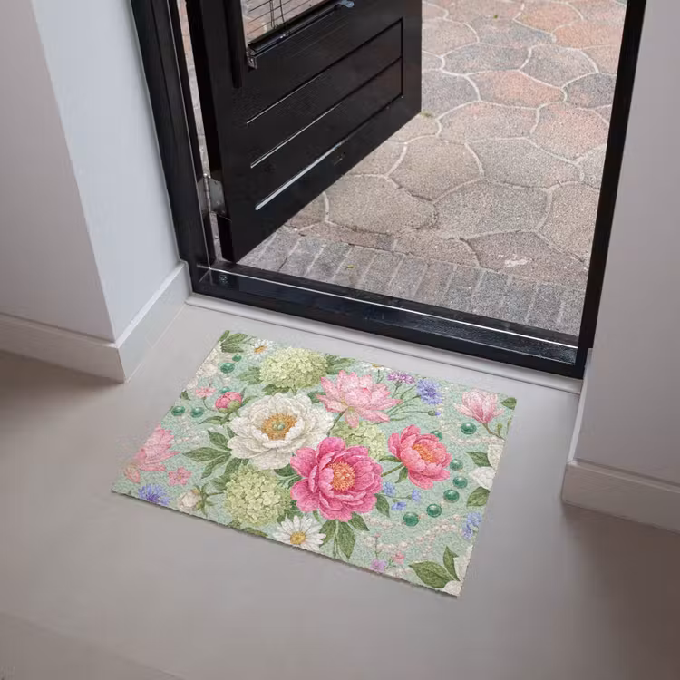 Bloemen - Patroon - Botanisch - Groen Deurmat klein -sfeer5
