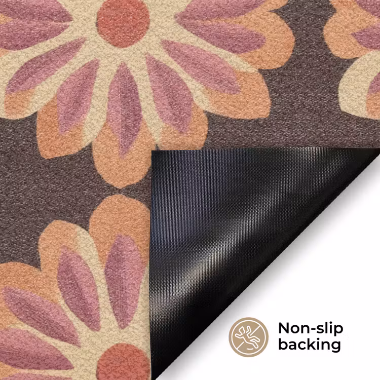 Bloemen - Patroon - Bruin Deurmat klein 898 -antislip_EN